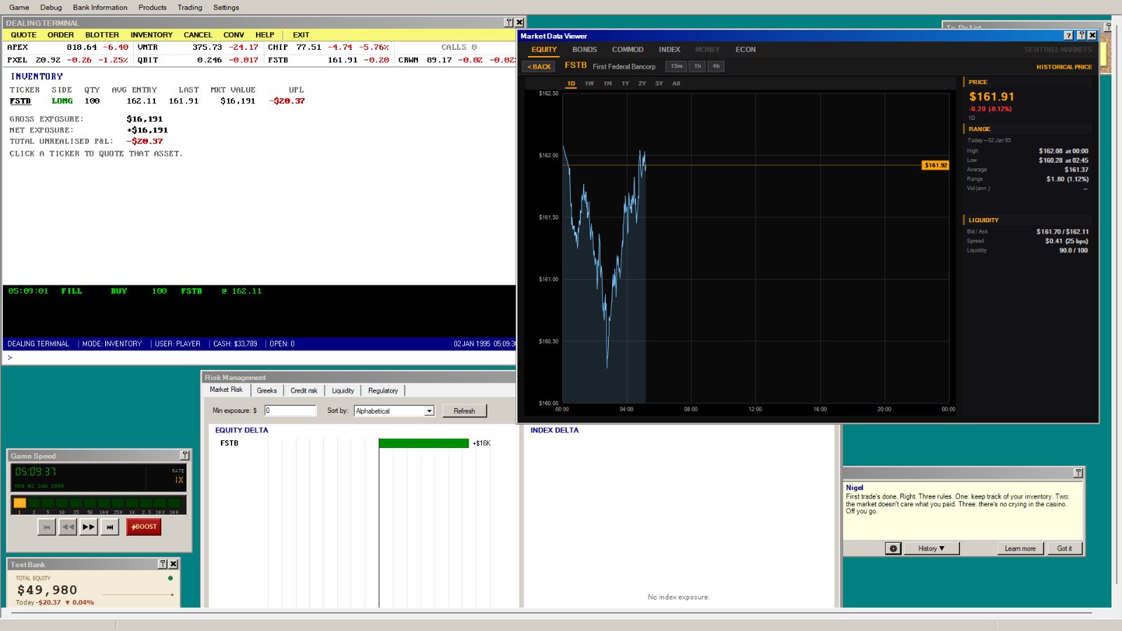 The Dealing Terminal and Market Data Viewer