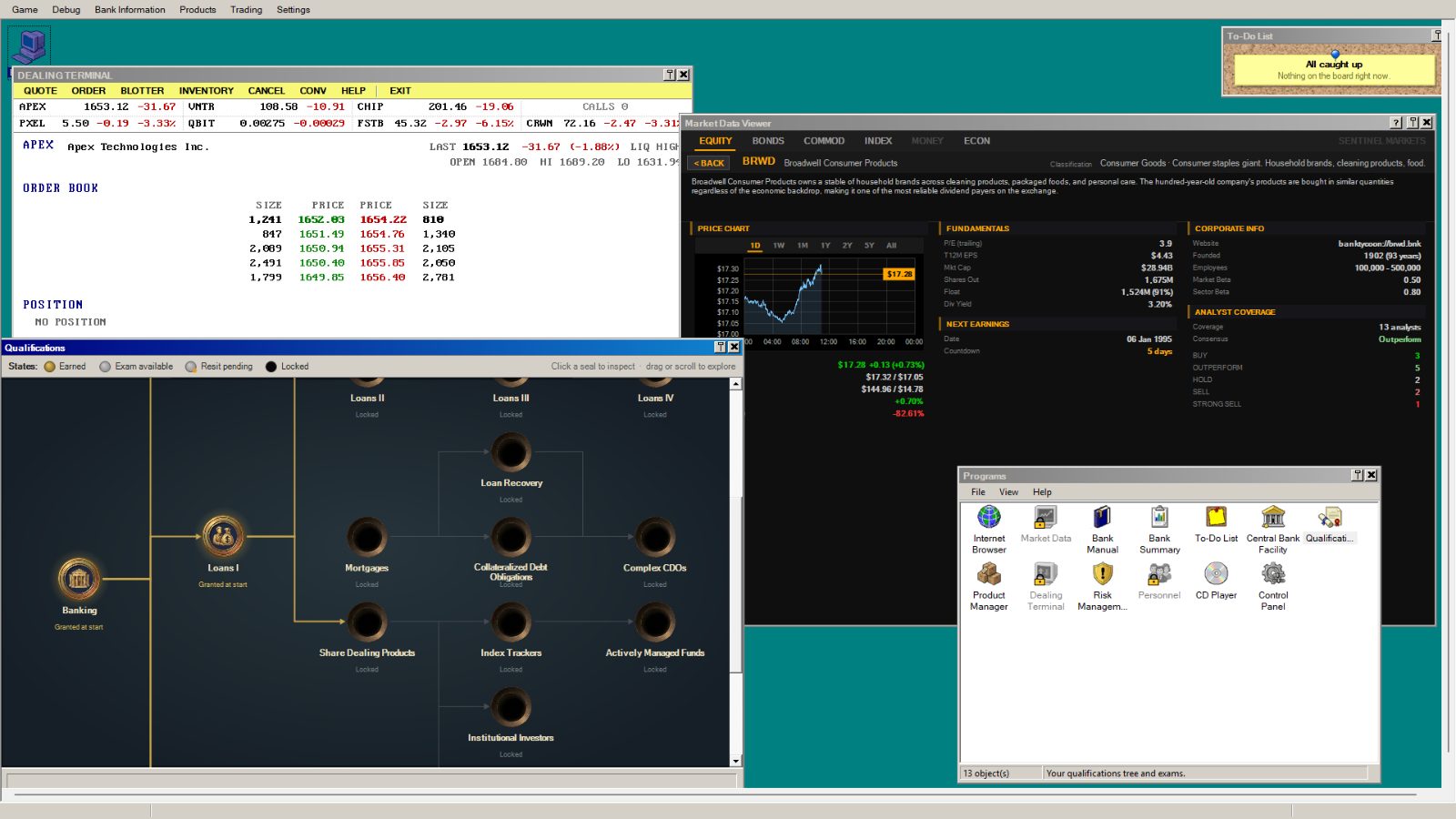 The qualifications tree and a live order book